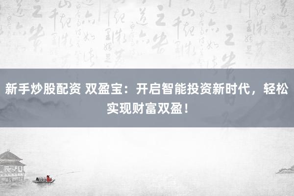 新手炒股配资 双盈宝：开启智能投资新时代，轻松实现财富双盈！