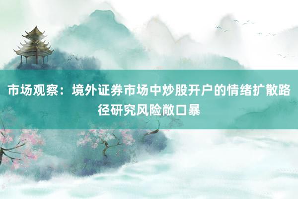 市场观察：境外证券市场中炒股开户的情绪扩散路径研究风险敞口暴