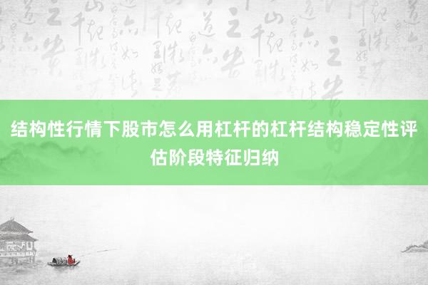 结构性行情下股市怎么用杠杆的杠杆结构稳定性评估阶段特征归纳