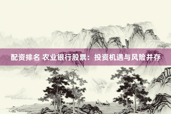配资排名 农业银行股票：投资机遇与风险并存