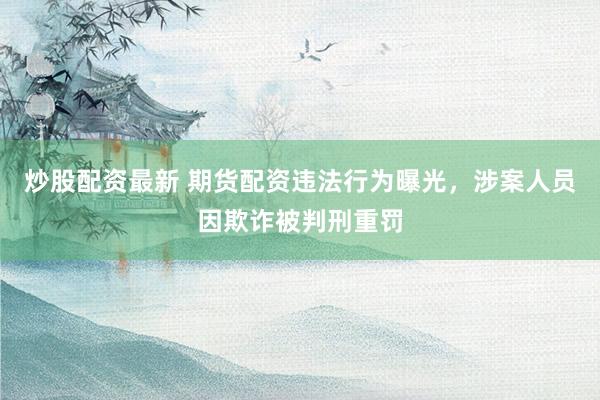 炒股配资最新 期货配资违法行为曝光,涉案人员因欺诈被判刑重罚