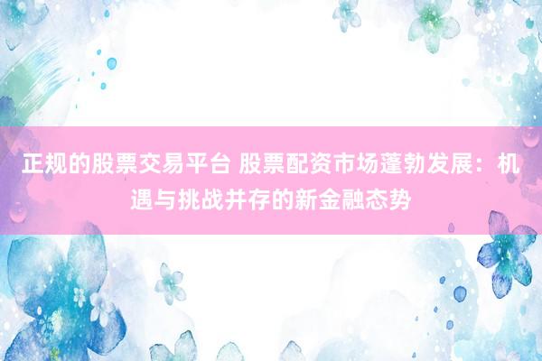 正规的股票交易平台 股票配资市场蓬勃发展：机遇与挑战并存的新金融态势