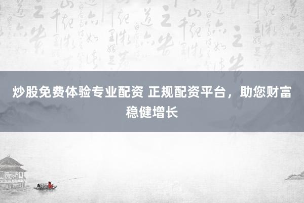炒股免费体验专业配资 正规配资平台，助您财富稳健增长