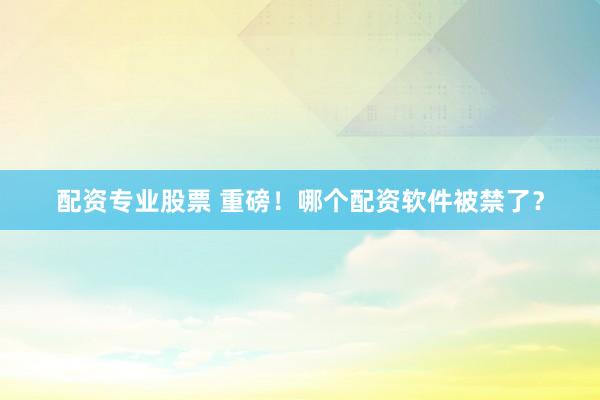 配资专业股票 重磅！哪个配资软件被禁了？