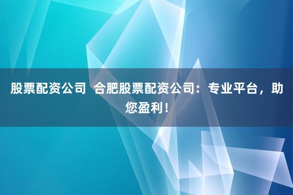 股票配资公司  合肥股票配资公司：专业平台，助您盈利！